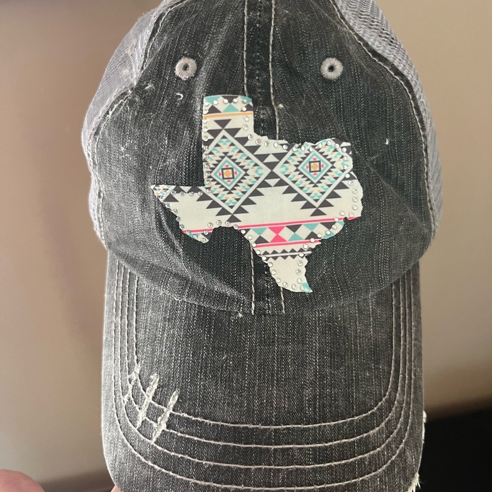 Aztec Western Texas Embroidered Distressed Trucker Cap